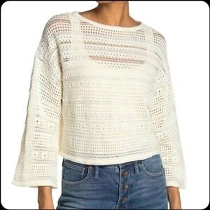 CENY Open Knit Cropped Crocheted‎ Sweater size medium